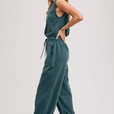 Drawstring Waist Sleeveless Jumpsuit