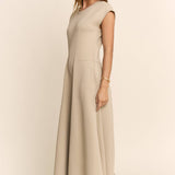Plus - Soft Knit Seamed Cap Sleeve Wide-Leg Jumpsuit