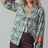 Floral Mix Print Pintuck Blouse