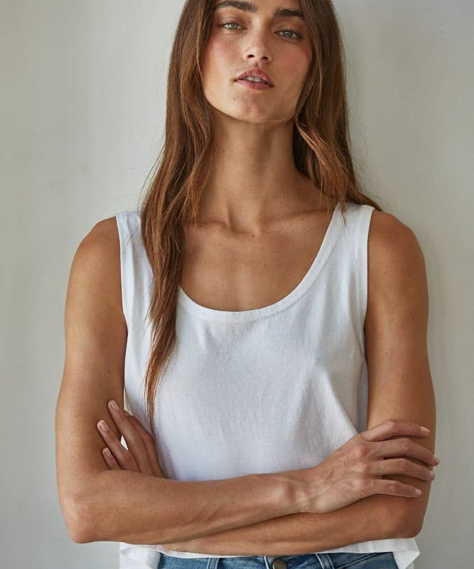 L8751 | Knit Cotton Scoop Neck Sleeveless Tank Top
