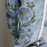Vintage Floral Artisan Embroidered Twill Jogger Pants