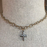 Dainty Hammered Cross Necklace