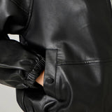 61652 Oversized Faux Leather Jacket