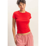 Basic Ribbed Short Sleeve Top