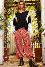 Floral Embroidered Twill Pants