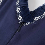 V-Neck Tassel Panels Maxi Dress