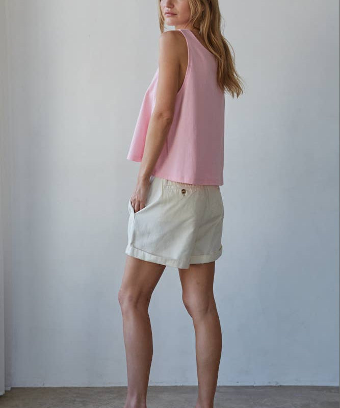 L8751 | Knit Cotton Scoop Neck Sleeveless Tank Top