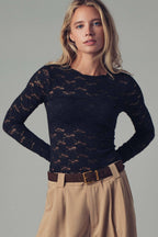 Romantic Floral Stretch Lace Layering Top