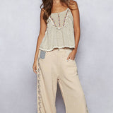 Thin Strap Embroidered Tank Top