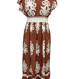 Western Boho Ethnic V-Neck Ruffle Hem Dress