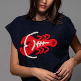 Coastal Lobster Intarsia Knit Top