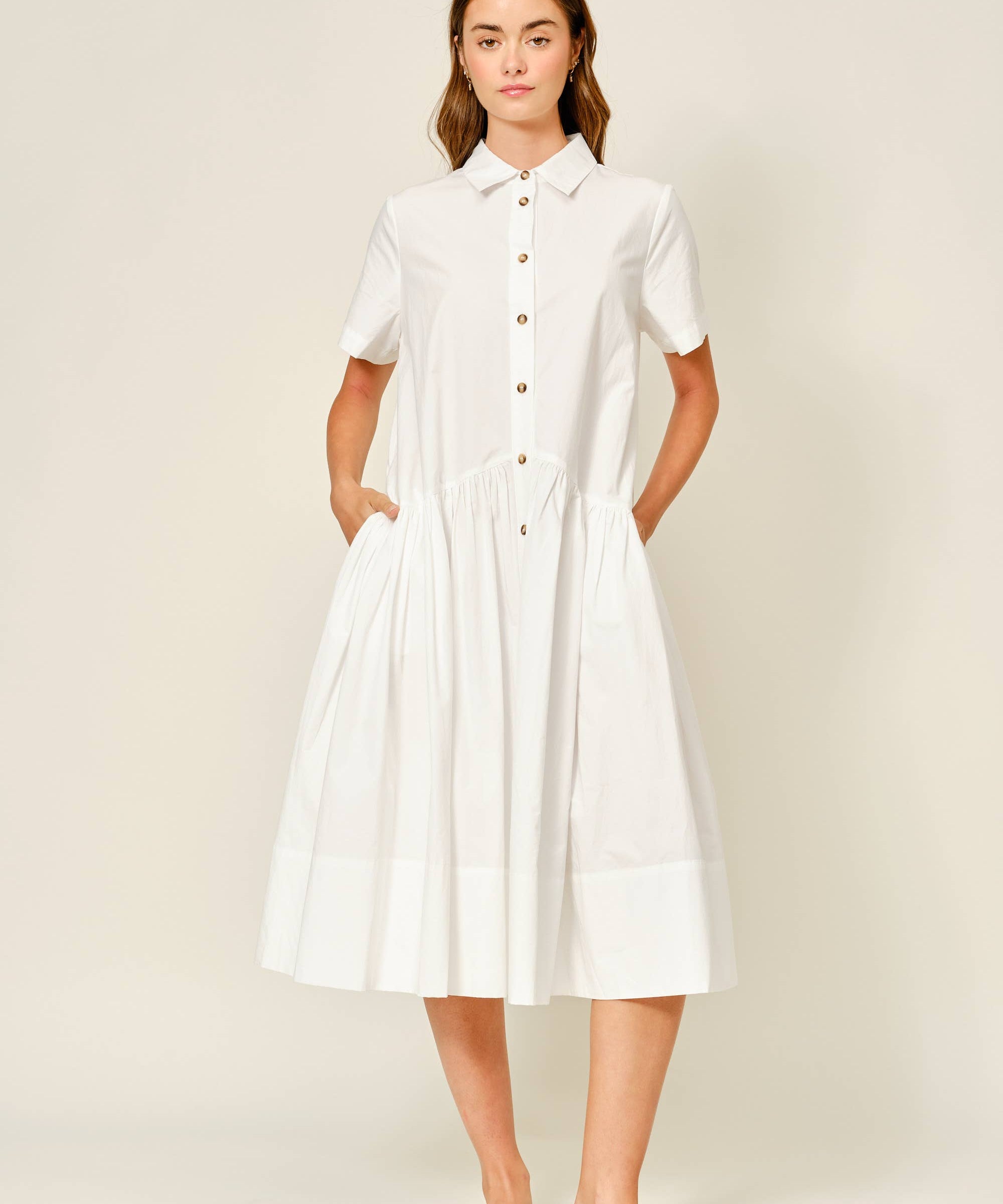 AJD5934 SHORT SLEEVE COTTON SHIRTS DRESS