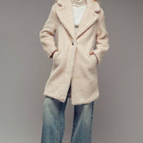 Cozy Longline Notched Lapel Teddy Coat