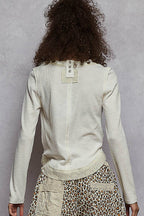 Eyelet Panel Rib Knit Top