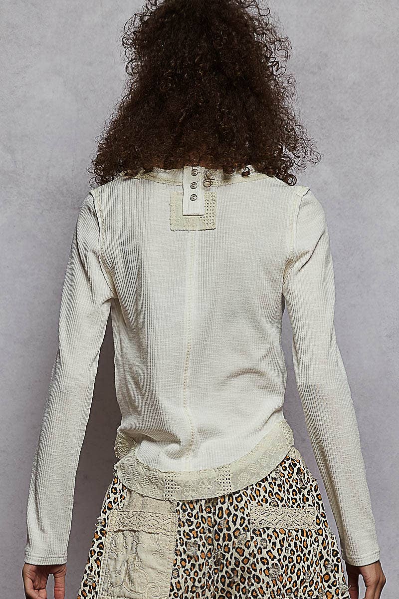 Eyelet Panel Rib Knit Top