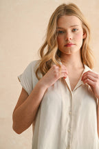Button Down Rolled Sleeve Shirt