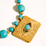 Rubis 18K Gold Vintage Turquoise Evil Eye Beaded Necklace