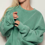Crew Neck Comfort Washed  Spring Sweatshirt