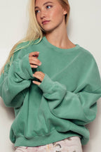 Crew Neck Comfort Washed  Spring Sweatshirt