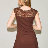 LACE TRIM DETDRESSAIL RIB KNIT