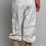 Vintage Floral Artisan Embroidered Twill Jogger Pants