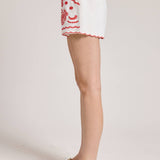 Embroidered Elastic Waist Shorts