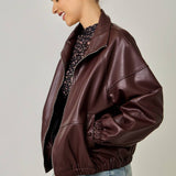 61652 Oversized Faux Leather Jacket