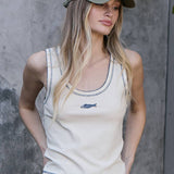 Contrast Stitch Fish Patch Rib Tank - RTK1094