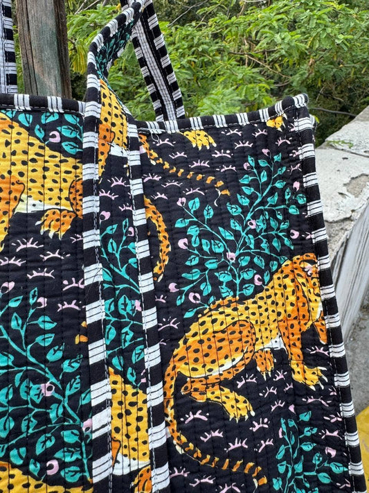 Tiger Printed Bag Quilted Shopping Bag Travel Bag Cotton Bag