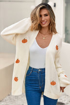 Pumpkin Patterned Knit Cardigan