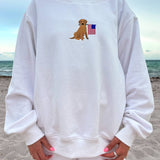 White American Flag Dog Mockneck Sweatshirt 100% Cotton