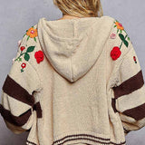 Thick Striped & Floral Zip-Up