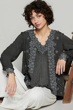 Floral Crochet Lace Detail Blouse