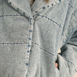 Quilted Tie-Close Denim Jacket