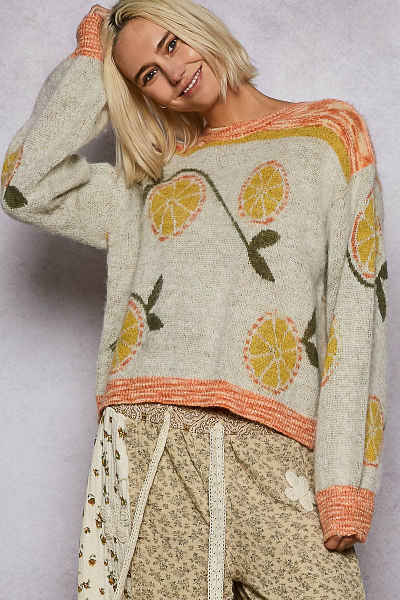 Orange Print Sweater