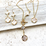 Gold Clover & Pearl Necklace