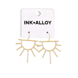 Gretchen Half Sun Threader Earrings Brass Wholesale