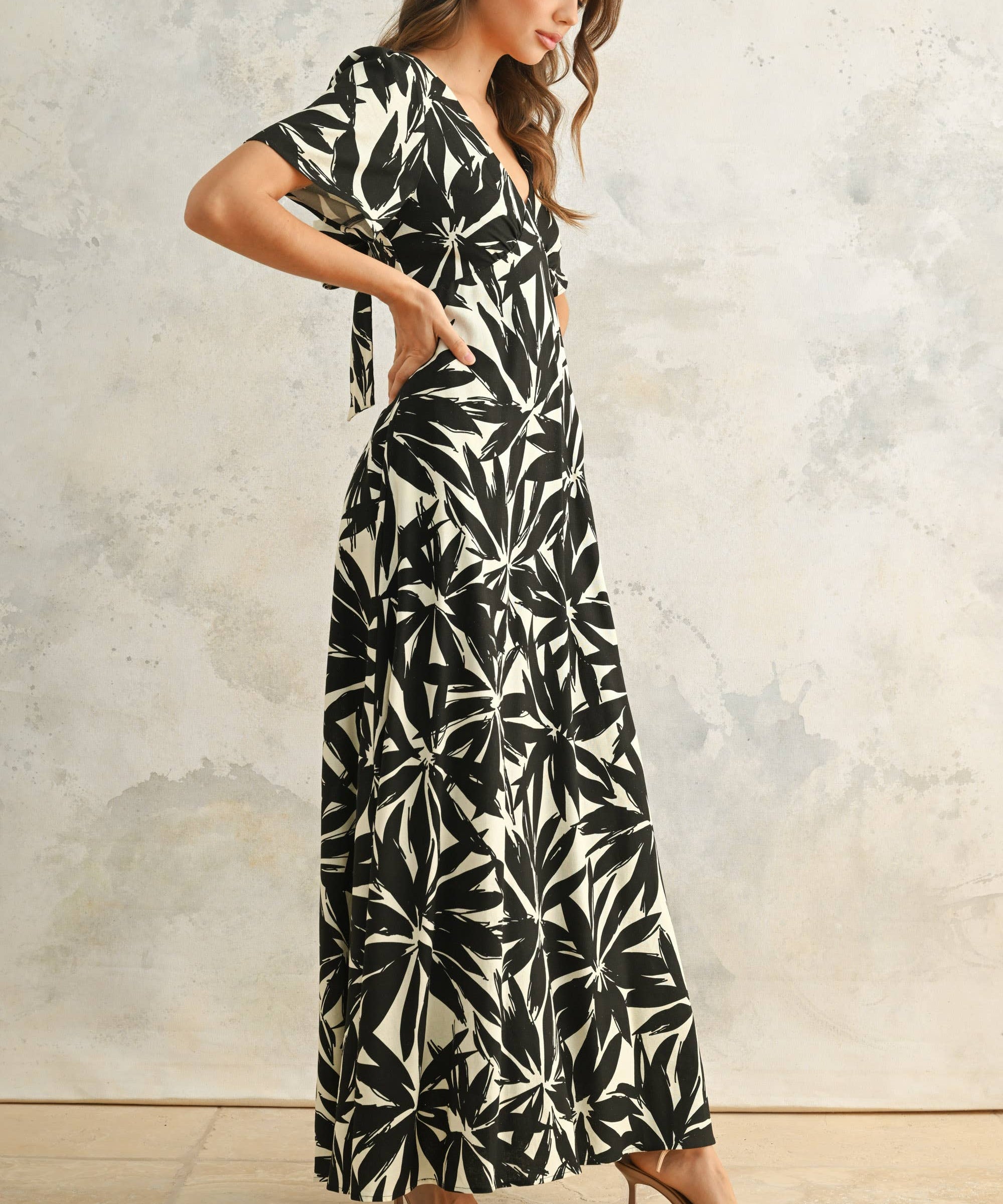 Tropical Leaf Printed Dress