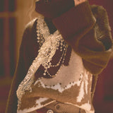 Mountains Fuzzy Jacquard-Knit Turtleneck Sweater