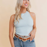 Crochet Trimmed Woven Leather Belt