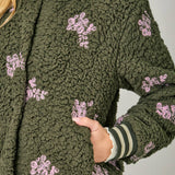 Embroidery Teddy Fur Jacket
