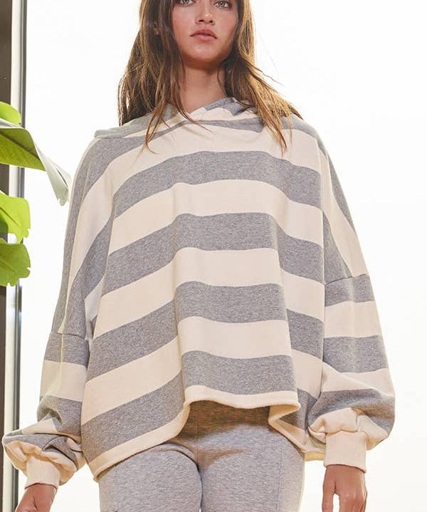 Thick Striped Fleece Hoodie