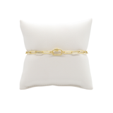 Gold Ashley (Box) Paperclip Chain Charm Bracelet with Micro Bella Carabiner