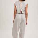 Drawstring Waist Sleeveless Jumpsuit