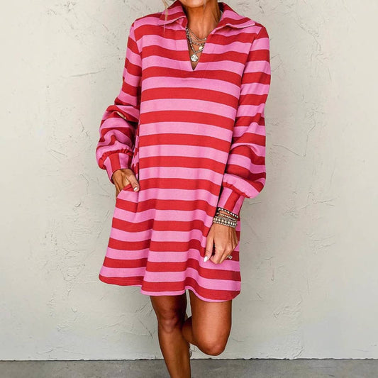 Two-Tone Thick Striped Dress