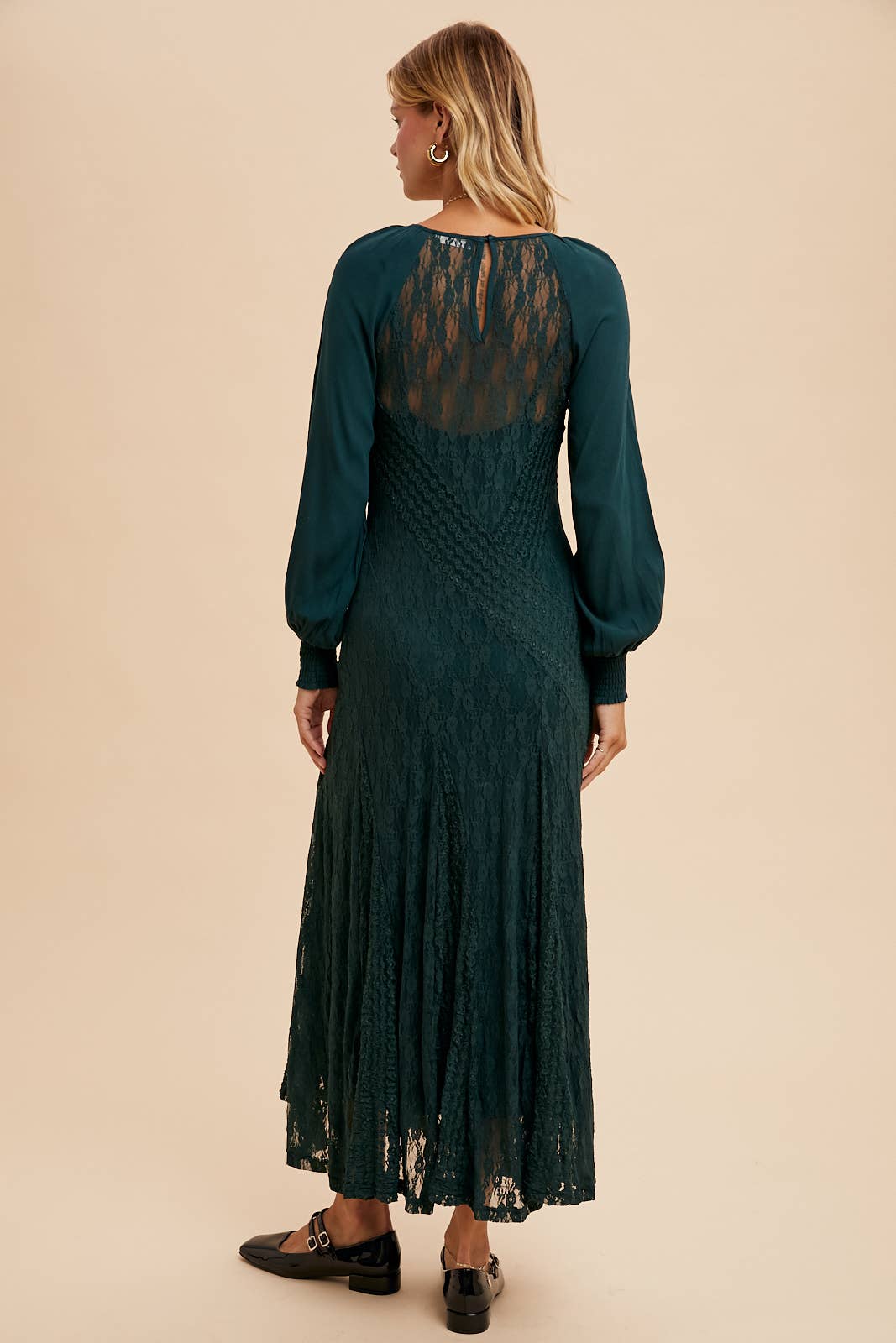 Raglan Lace Paneled Maxi Dress