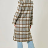 61234 Plaid Long Coat