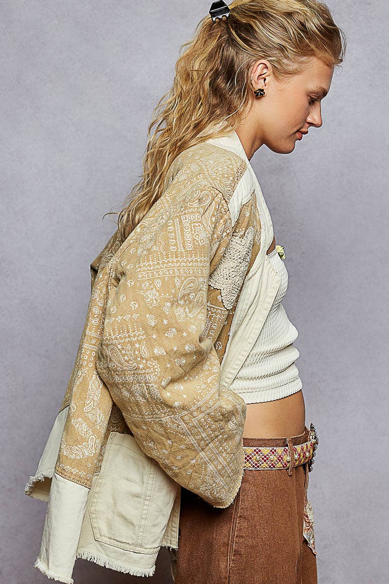 Paisley Pattern Patch Detail Jacket