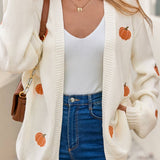 Pumpkin Patterned Knit Cardigan