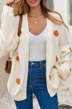 Pumpkin Patterned Knit Cardigan